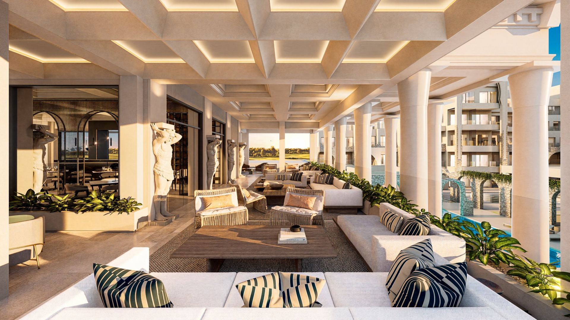 Lobby terrace at golden hour